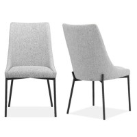 GRADE A1 - Set of 2 Light Grey Fabric Dining Chairs - Modern - Camilla