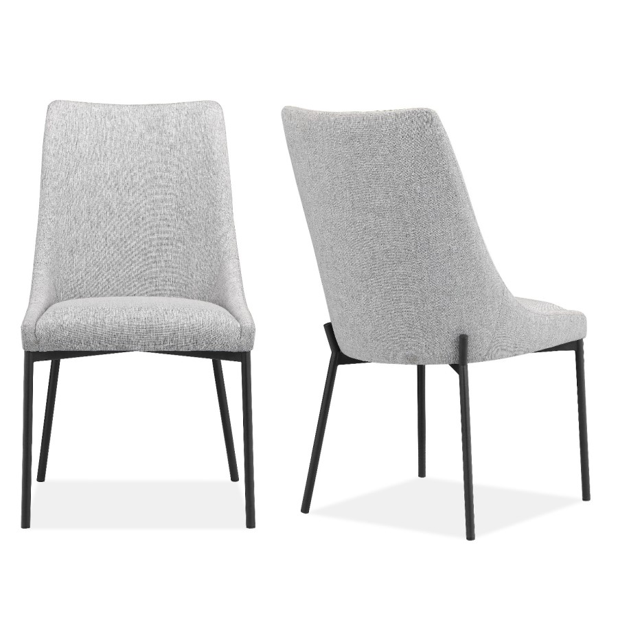 GRADE A1 - Set of 2 Light Grey Fabric Dining Chairs - Modern - Camilla