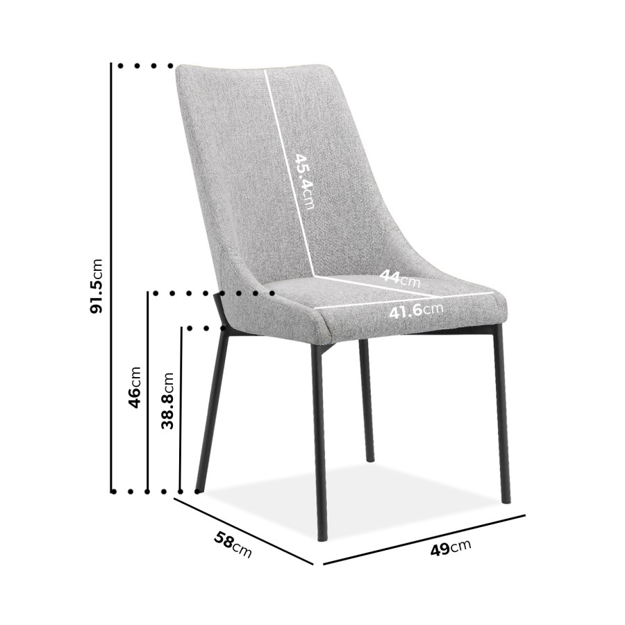 GRADE A1 - Set of 2 Light Grey Fabric Dining Chairs - Modern - Camilla