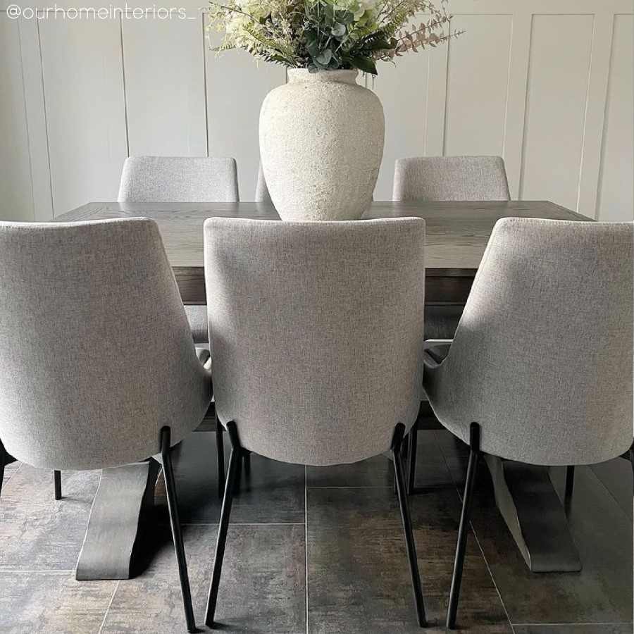 GRADE A1 - Set of 2 Light Grey Fabric Dining Chairs - Modern - Camilla
