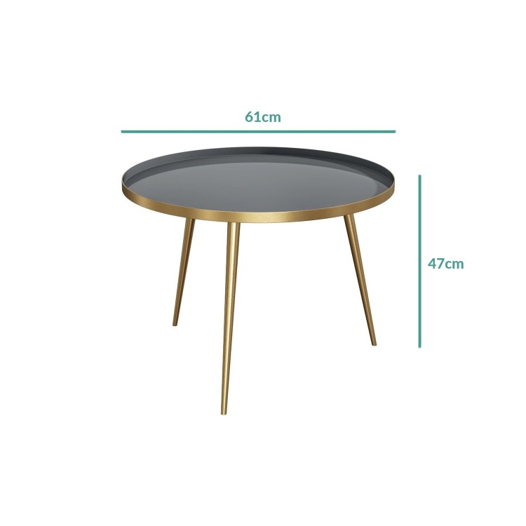 Coffee Table in Gold & Grey - Round - Kaisa