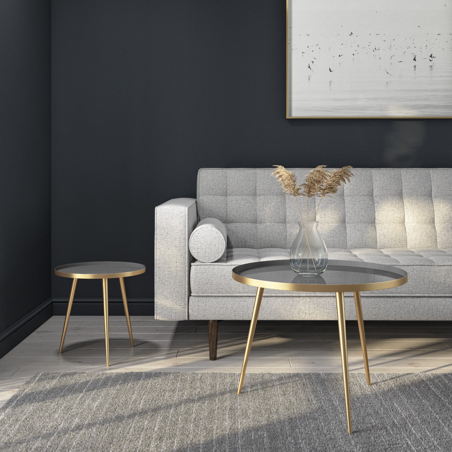 Kaisa Coffee Table in Gold & Grey Round 