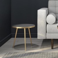 GRADE A1 - Small Round Tray Table in Gold & Grey - Kaisa