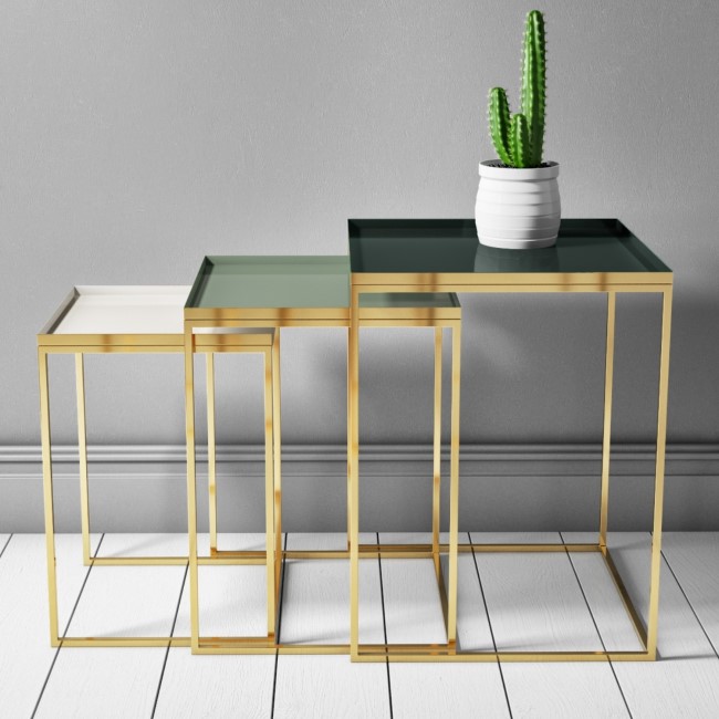 Square Side Tables in Green & Gold - 3 - Kaisa
