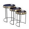 Set of 3 Tray Tables in Purple with Black &amp; Gold Finish - Kaisa