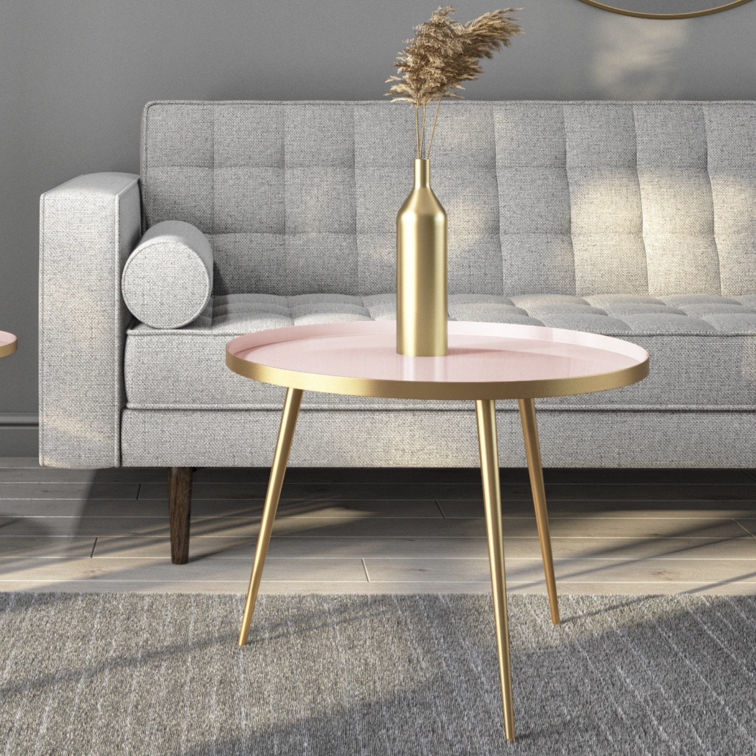 Gold Pink Round Coffee Table Kaisa Furniture123