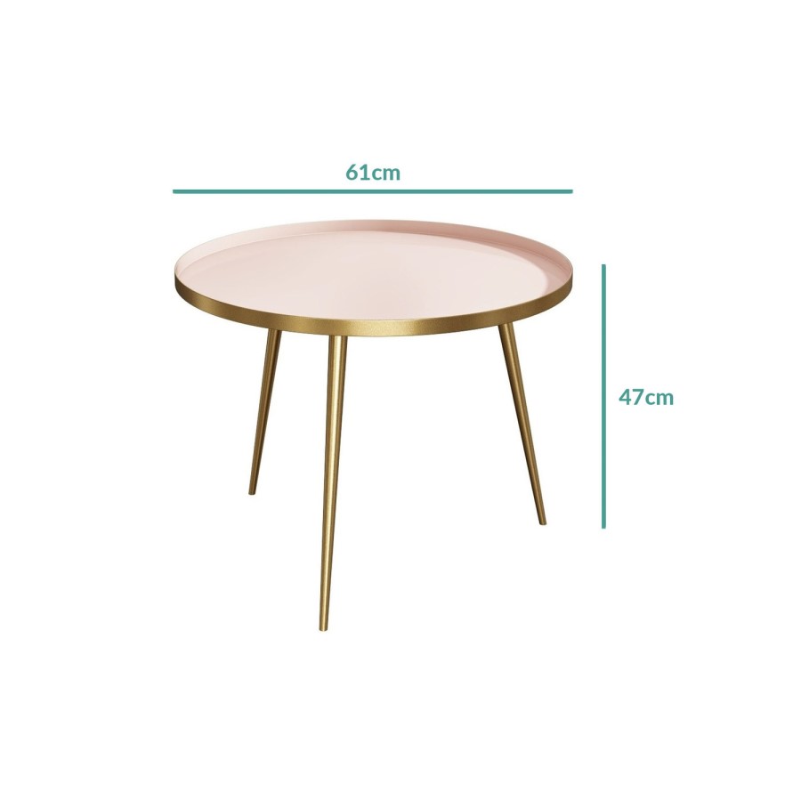 Gold & Pink Round Coffee Table - Kaisa