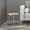 Gold &amp; Pink Small Round Side Table - Kaisa
