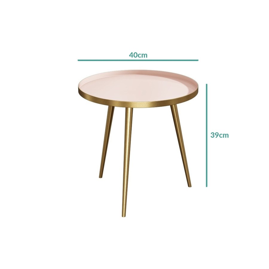 Gold & Pink Small Round Side Table - Kaisa