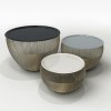 Gold Basket Tables with Grey &amp; White Tops-  Kaisa