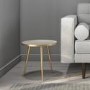 GRADE A1 - Round Taupe & Gold Small Side Table - Kaisa