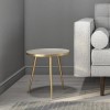 GRADE A1 - Round Taupe &amp; Gold Small Side Table - Kaisa