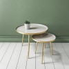 GRADE A1 - Round Taupe &amp; Gold Small Side Table - Kaisa