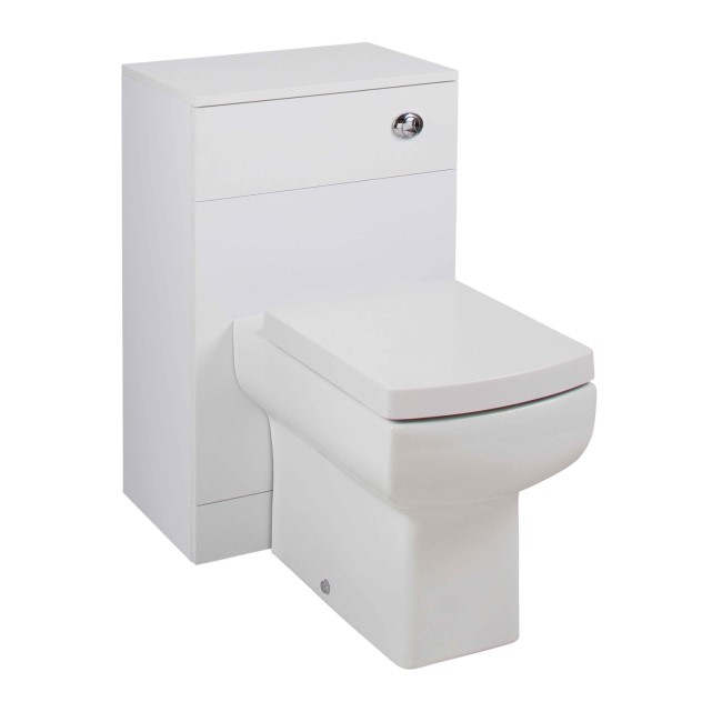 White WC Toilet Unit with Square Toilet & Soft Close Seat - W500 x D810mm