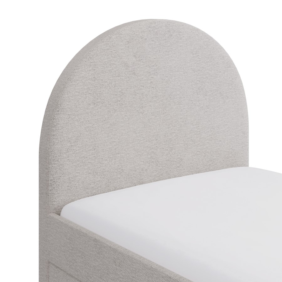 Grey Upholstered Single Guest Bed with Curved Headboard and 1 Mattress - Kayla