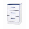 One Call Furniture Kiddi Blue 3 Drawer Bedside in White and Blue 