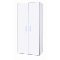 GRADE A2 - One Call Furniture Kiddi Blue 2 Door Wardrobe White Melamine and Blue Edging