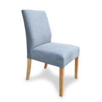 Shankar Kirby Silver Blue Fabric Pair of Dining Chairs