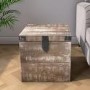 Limewash Wooden Storage Side Table - Industrial - Kelby