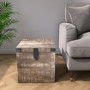 Limewash Wooden Storage Side Table - Industrial - Kelby