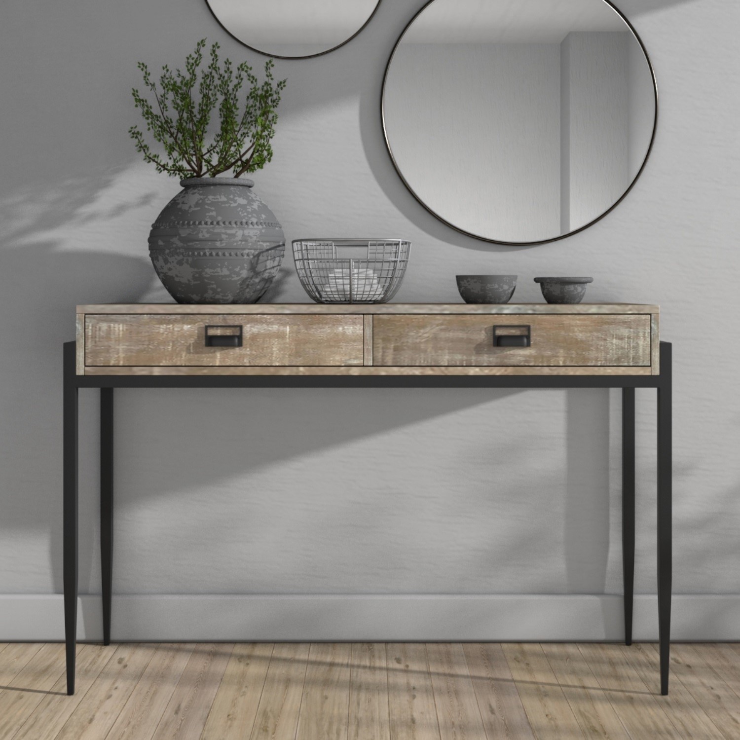 Washed Wood Console Table With Black Metal Legs Kelby Furniture123