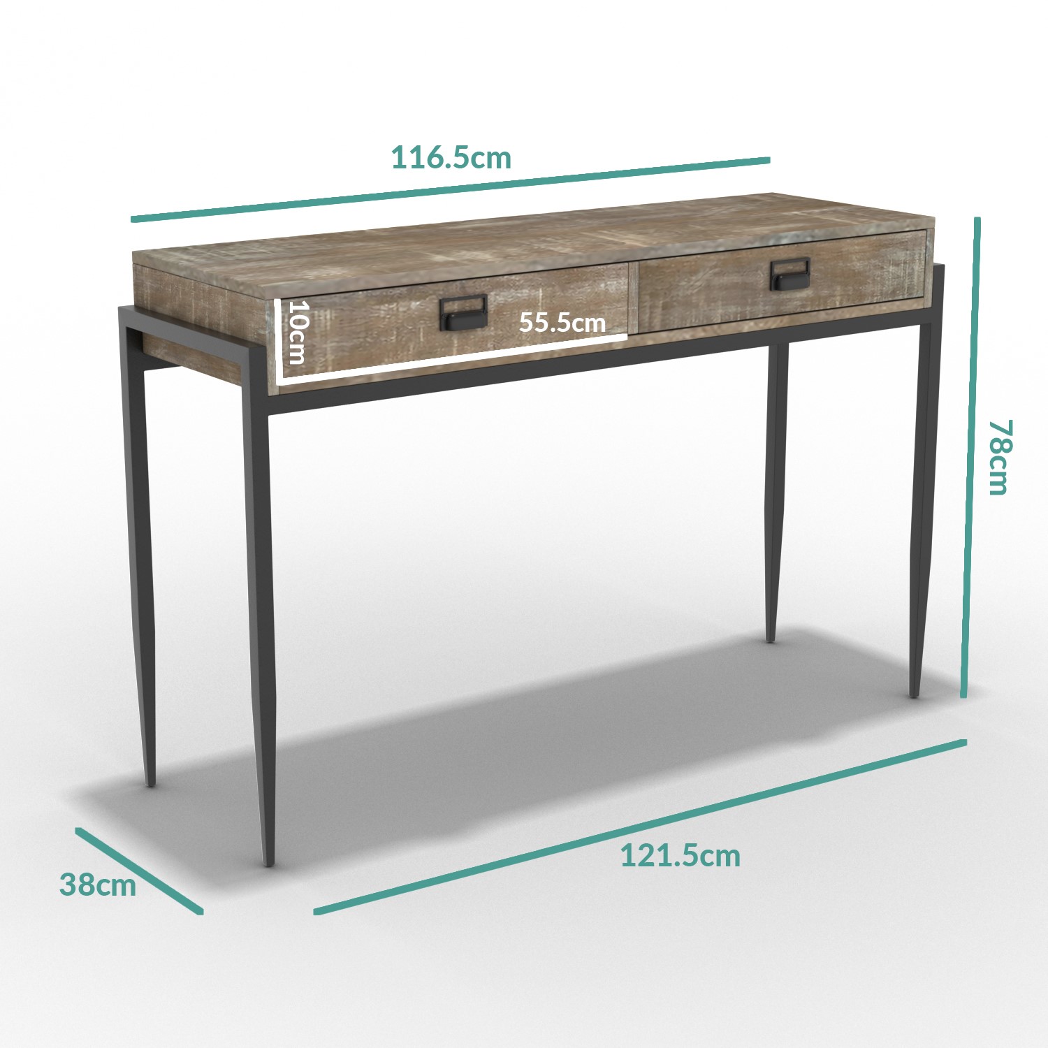 Washed Wood Console Table With Black Metal Legs Kelby Furniture123