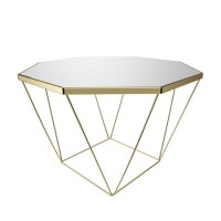 Mirrored Coffee Table with Gold Base - Kendra Mirrored Coffee Table with Gold Base - Kendra