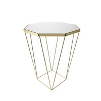 Gold Side Table with Mirrored Top - Kendra