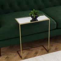 Mirrored Side Table with Gold Legs - Kendra