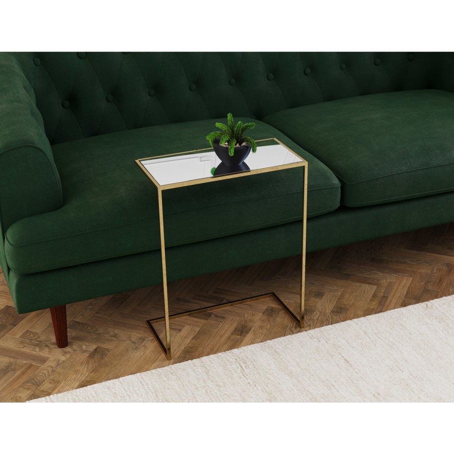 Mirrored Side Table with Gold Legs - Kendra