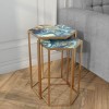 GRADE A1 - Nest of Tables with Blue Faux Marble Top and Gold Metal Base