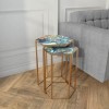 GRADE A1 - Nest of Tables with Blue Faux Marble Top and Gold Metal Base