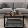 GRADE A1 - Mirrored Coffee Table with Black Metal Frame - Square