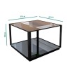 Mirrored Coffee Table with Black Metal Frame - Square