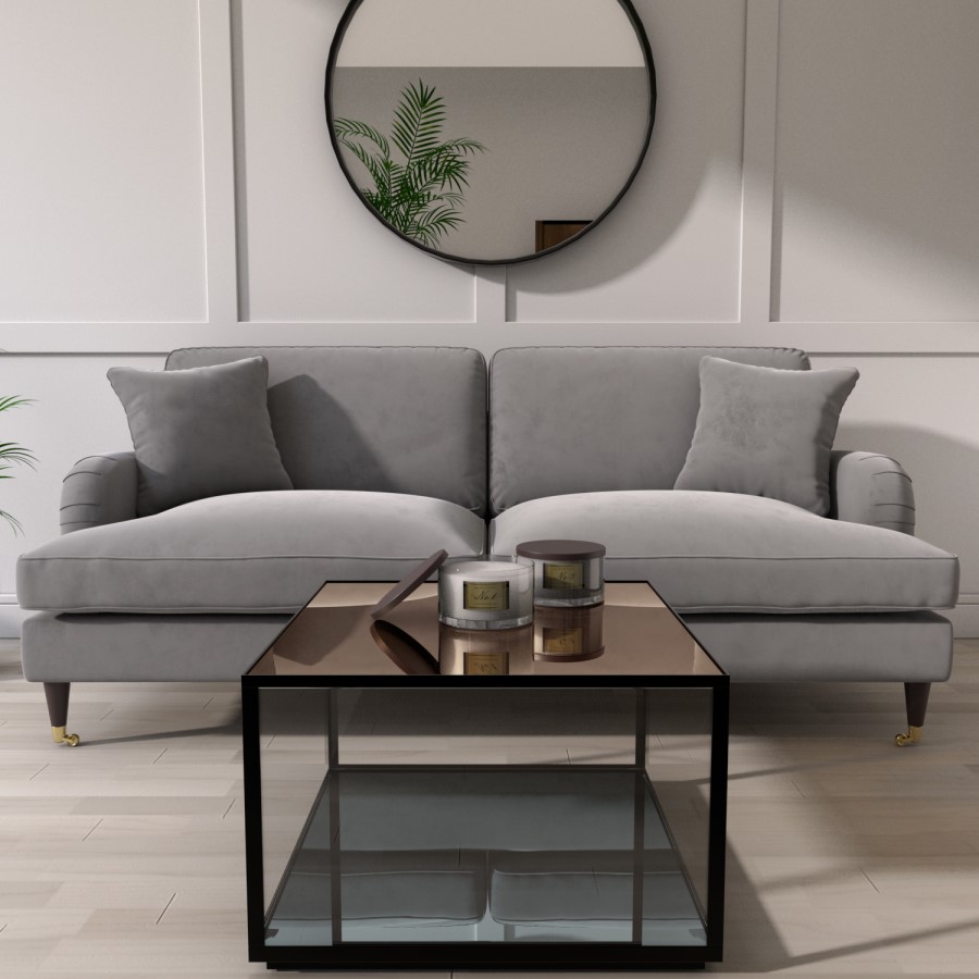 Mirrored Coffee Table with Black Metal Frame - Square