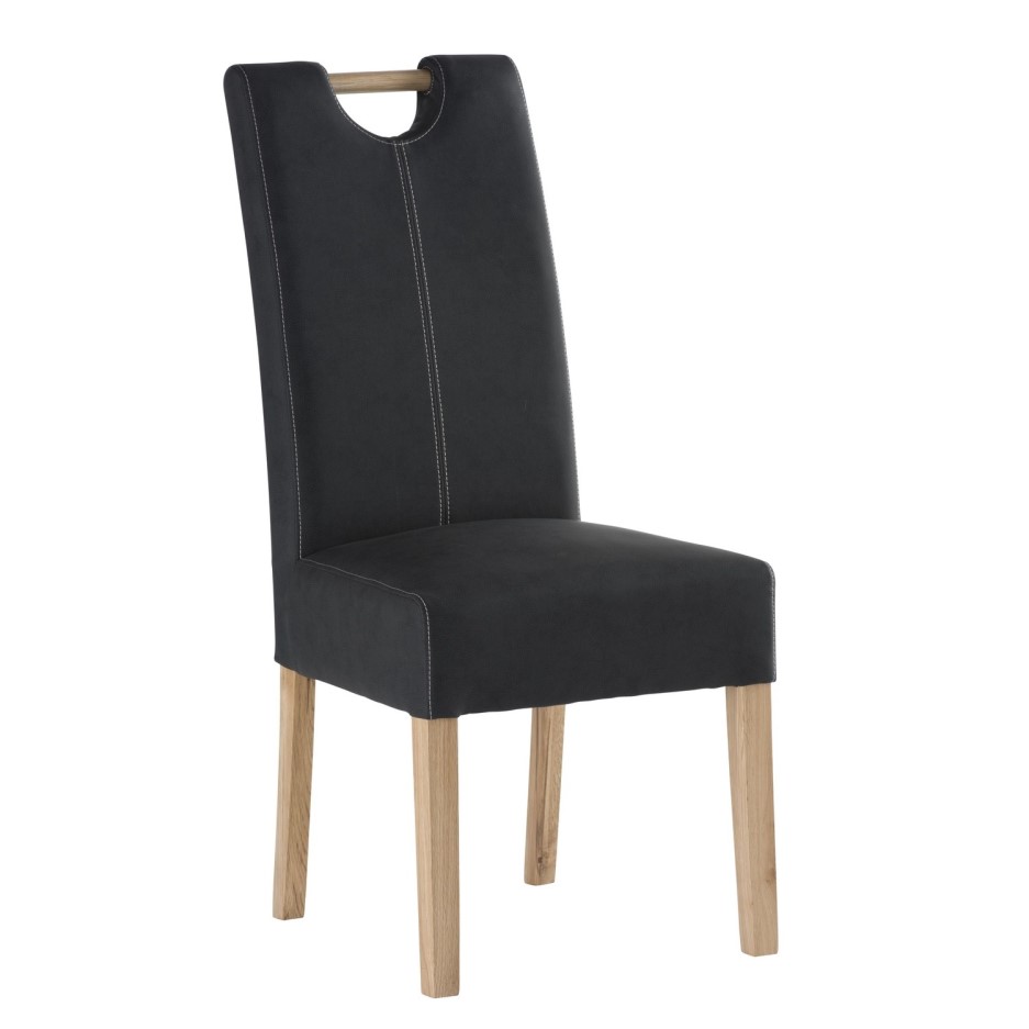 Kensington Faux Leather Anthracite Dining Chair with Oak ...