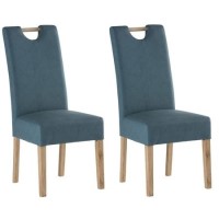 Kensington Pair of Dining Chairs in Teal with Oak Legs