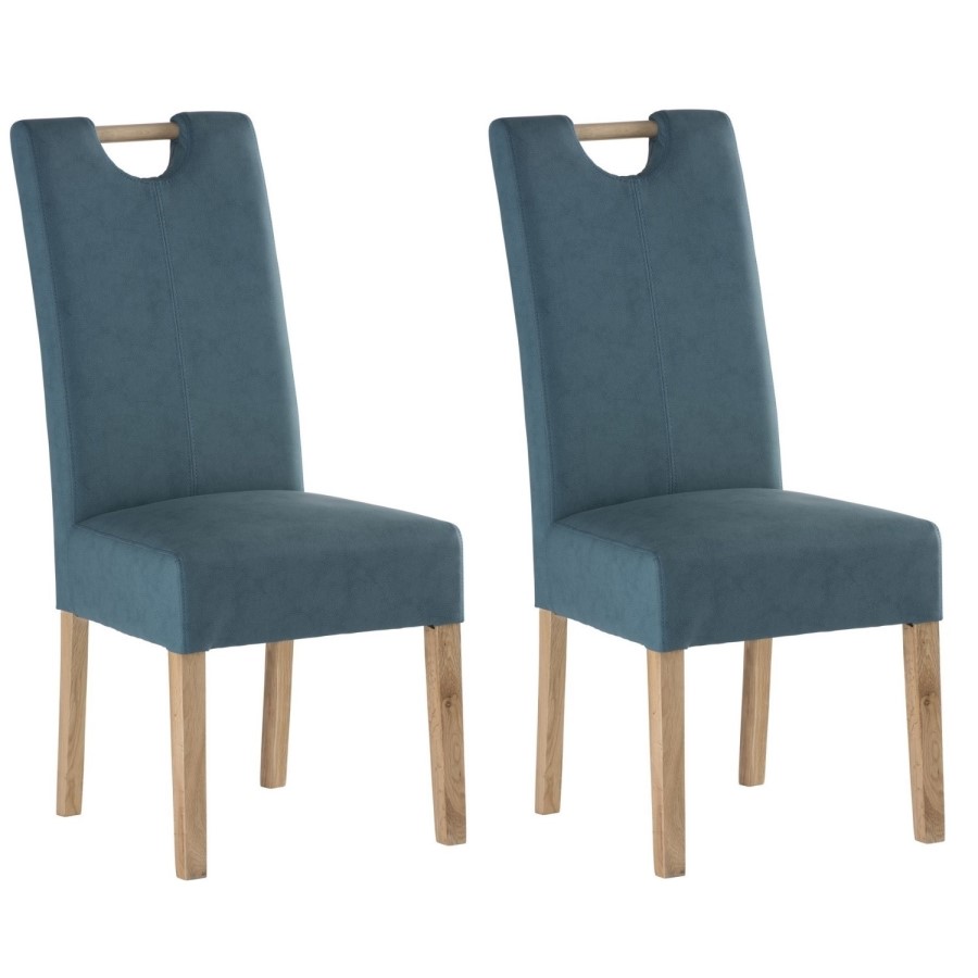 Kensington Pair of Dining Chairs in Teal with Oak Legs