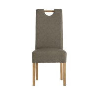 Kensington Oak Dining Chair in Grey Faux leather