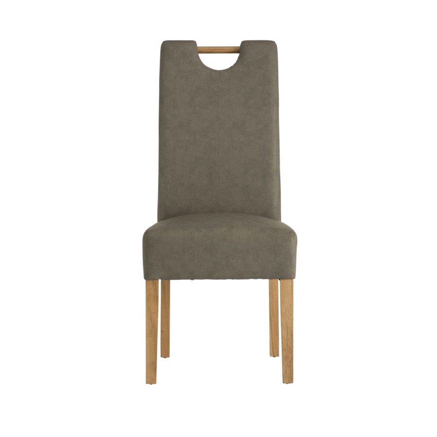 Kensington Oak Dining Chair in Grey Faux leather