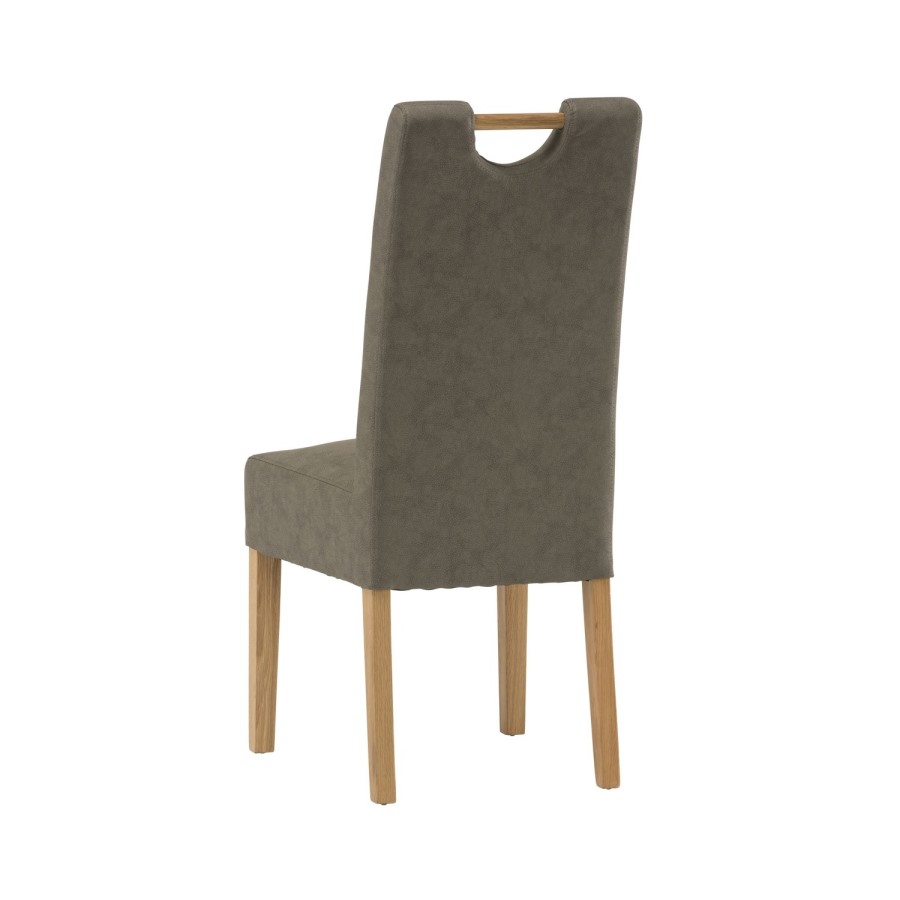 Kensington Oak Dining Chair in Grey Faux leather