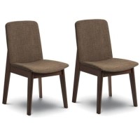 Julian Bowen Pair of Kensington Wooden Dining Chairs with Brown Seats Julian Bowen Pair of Kensington Wooden Dining Chairs with Brown Seats