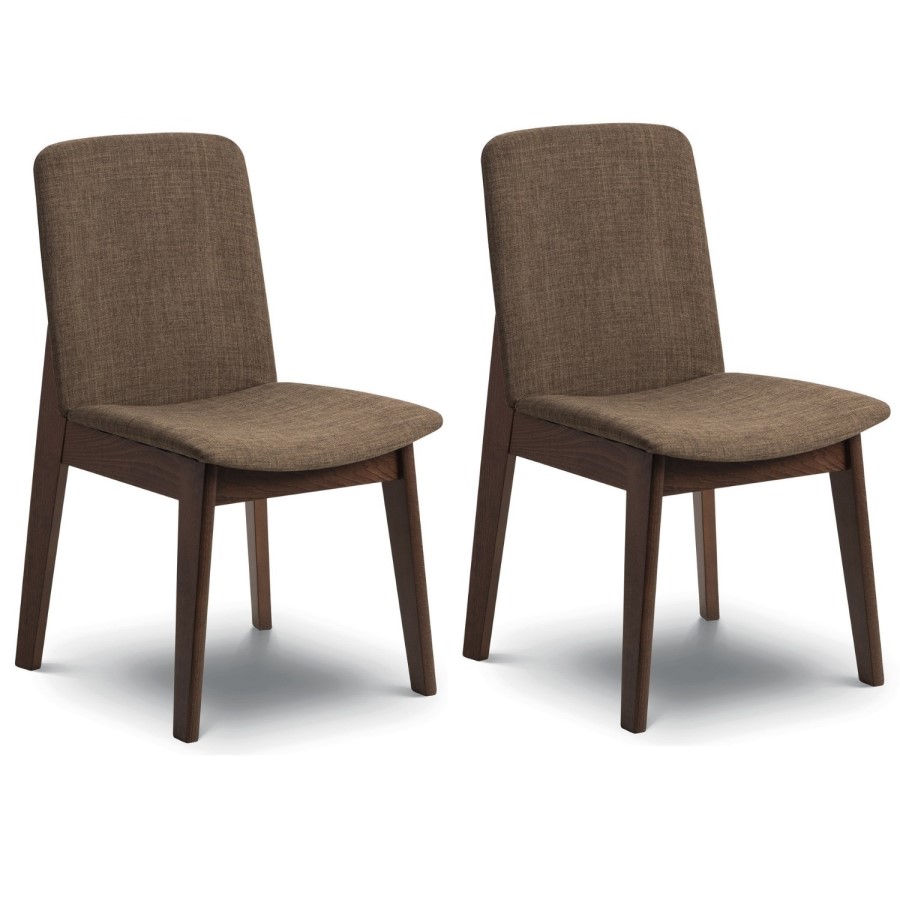 Julian Bowen Pair of Kensington Wooden Dining Chairs with Brown Seats