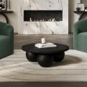 KENBLACOF Black Round Coffee Table with Ball Feet - Kenji