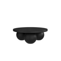 Black Round Coffee Table with Ball Feet - Kenji
