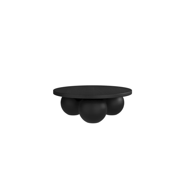 Black Round Coffee Table with Ball Feet - Kenji