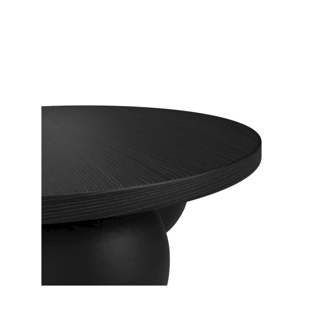 Black Round Coffee Table with Ball Feet - Kenji