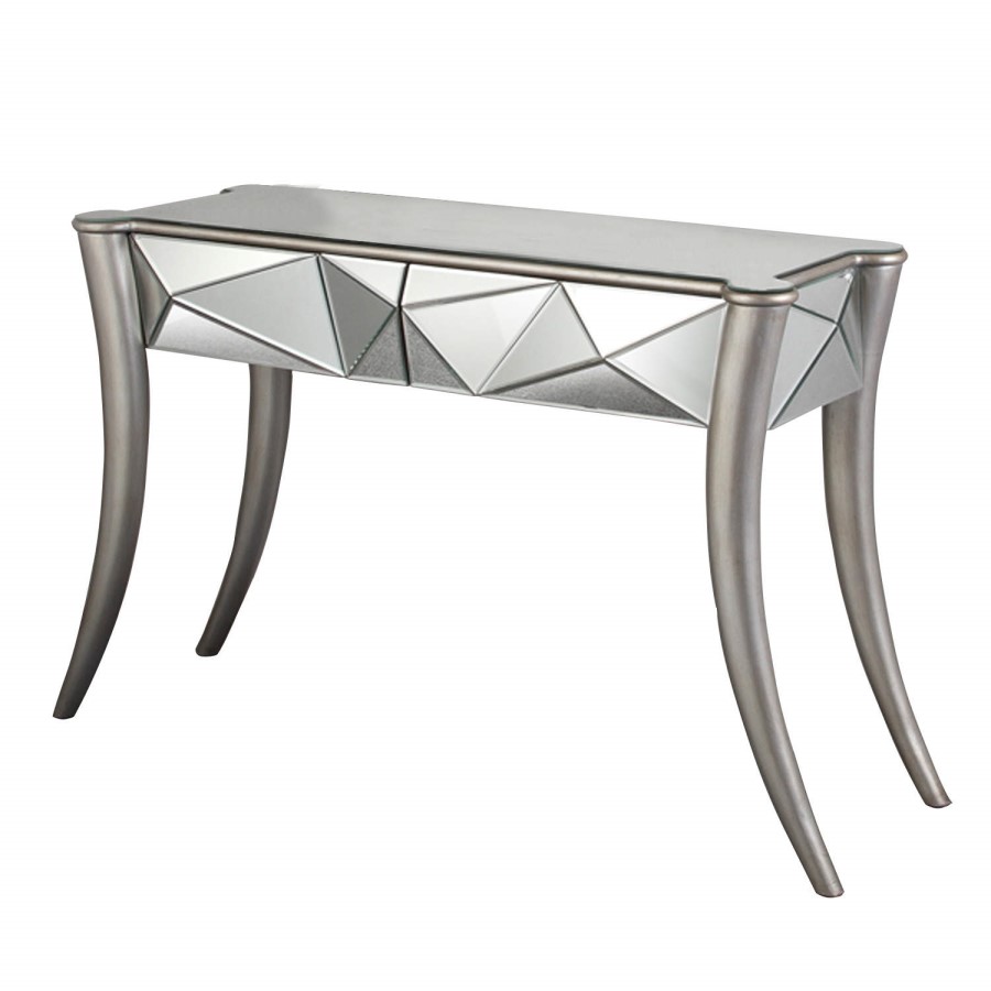 Venice Geometric 2 Drawer Mirrored Console Table
