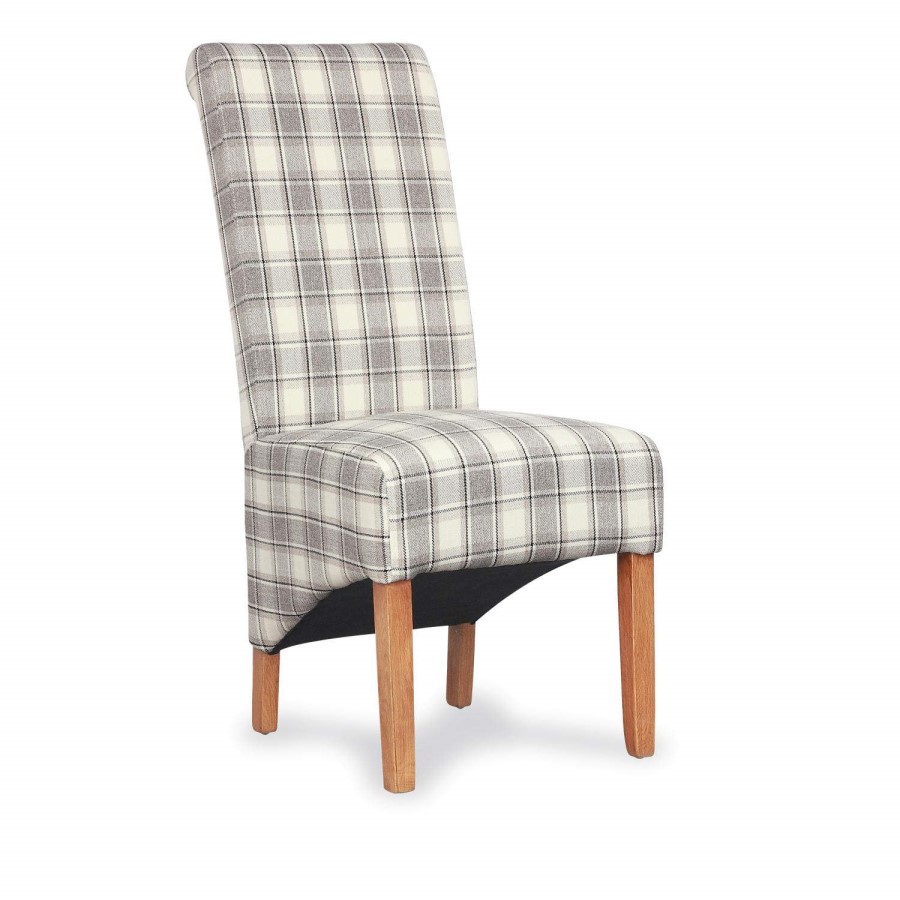 Hamden Herringbone Pair of Cappuccino Check Chairs