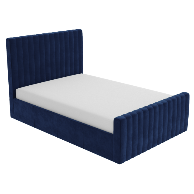 ONLY OPENED - Khloe Double Side Ottoman Bed in Navy Blue Velvet